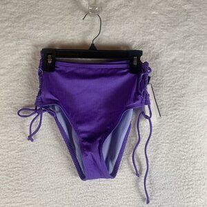 Salt + Cove Bikini Bottom Women's Small Purple Stretch Ribbed‎ Lace-Side S9448